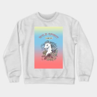 Wild Spirit and Gentle Heart - White Horse and Flowers Crewneck Sweatshirt